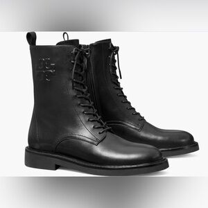 TORY BURCH DOUBLE T COMBAT BOOT 6.5 IN BLACK!